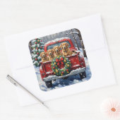 Finnish Lapphund Christmas Red Truck Holiday スクエアシール (封筒)