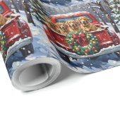 Finnish Lapphund Christmas Red Truck Holiday ラッピングペーパー (ロールコーナー)