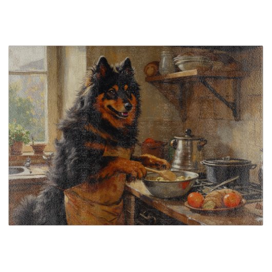 Finnish Lapphund Cooking in Kitchen カッティングボード (正面)