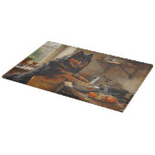 Finnish Lapphund Cooking in Kitchen カッティングボード (角)