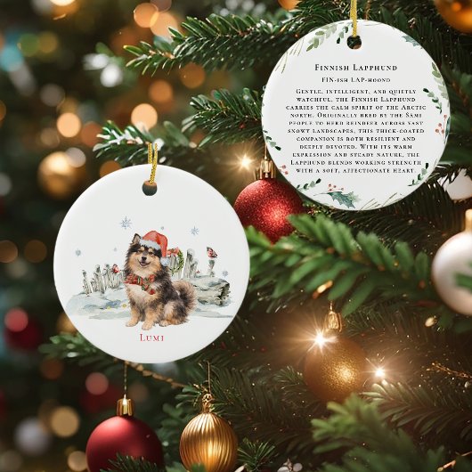 Finnish Lapphund Dog Monogram セラミックオーナメント