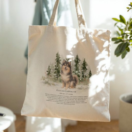 Finnish Lapphund Dog Watercolor Breed Quote トートバッグ