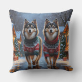 Finnish Lapphund Dogs Christmas Snow Holiday クッション (裏面)