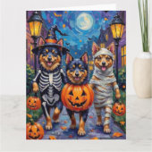 Finnish Lapphund Dogs Trick-or-Treating Halloween カード (正面)