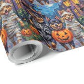 Finnish Lapphund Dogs Trick-or-Treating Halloween ラッピングペーパー (ロールコーナー)