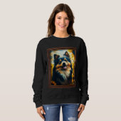 Finnish Lapphund Painting Sunflower Flower Mom Wom スウェットシャツ (正面フル)