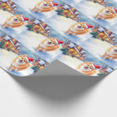 Finnish Lapphund Snowy Village Santa Hat Christmas ラッピングペーパー (角)