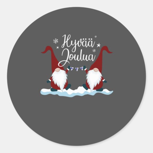 Finnish Merry Christmas Finland Gift Tee Hyvaa Jou ラウンドシール (正面)