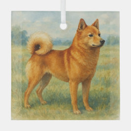 Finnish Spitz ガラスオーナメント
