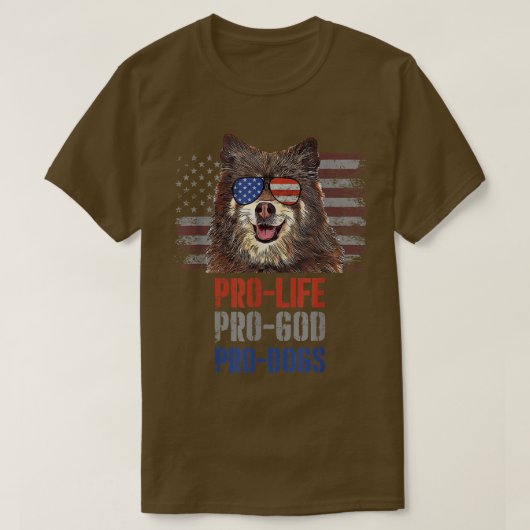 Finnish Spitz Pro Life Pro God Pro Dogs T-Shirt Tシャツ (デザイン正面)