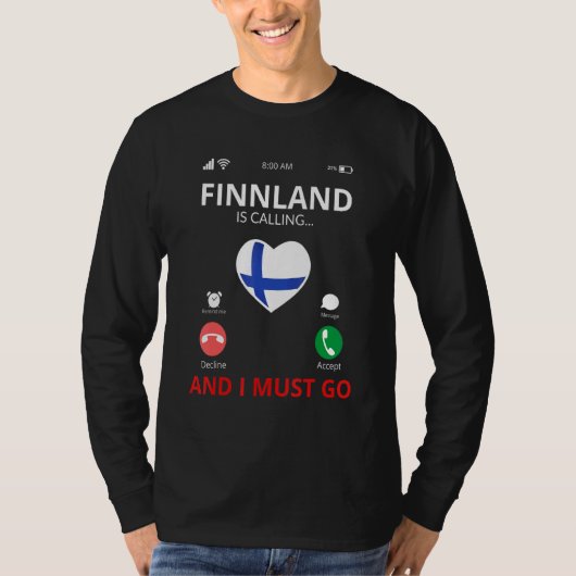 Finnlandが呼び出し中 – Finnlandフラグ Tシャツ (正面)