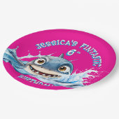 Fintastic Shark Plate | Girls Pink Party ペーパープレート (アングル)