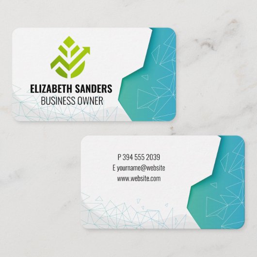 Fintech Green | Geometric Patterns 名刺 (正面/裏面)