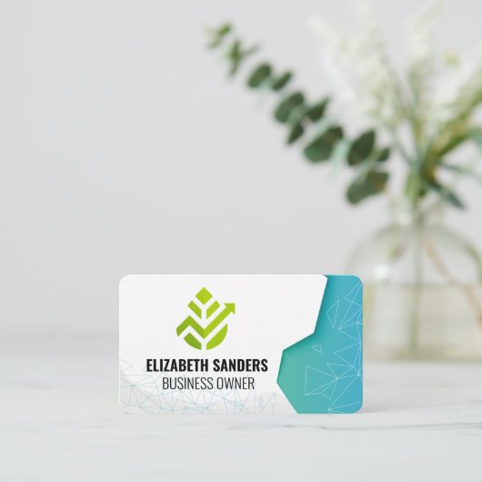 Fintech Green | Geometric Patterns 名刺 (スタンド正面)