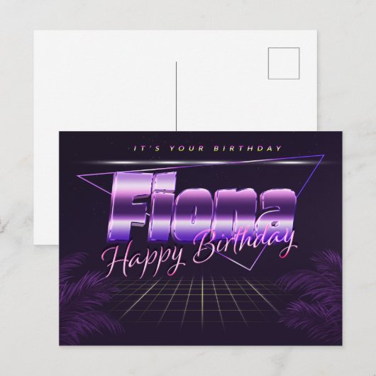 Fiona Name Vorname lila Postkarte Geburtstag ポストカード (正面/裏面)