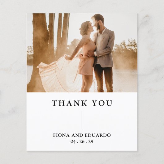 Fiona Photo Bold モノグラム モダン ウェディング サンクスカード (正面)