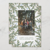 Fir Branches Happy Holidays写真 シーズンカード (正面/裏面)