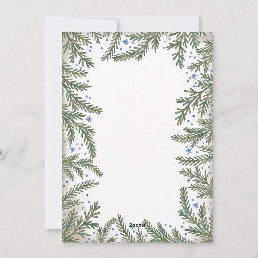 Fir Branches Happy Holidays写真 シーズンカード (裏面)