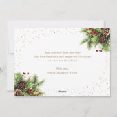 Fir Cones Holly Red Berries White Gold シーズンカード (裏面)