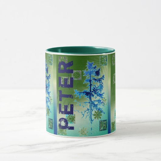 Fir Tree & Snowflakes & Your Name マグカップ (中央)