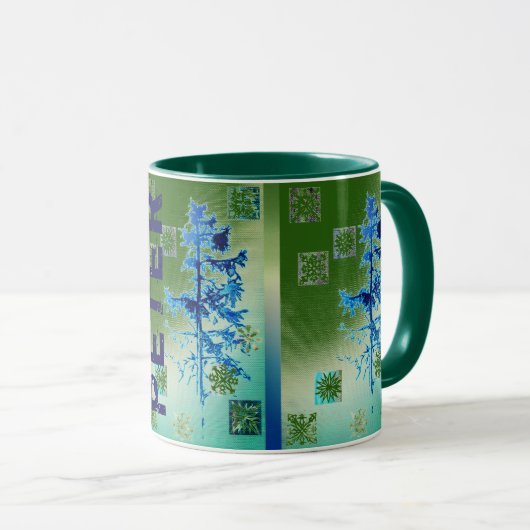 Fir Tree & Snowflakes & Your Name マグカップ (正面右)