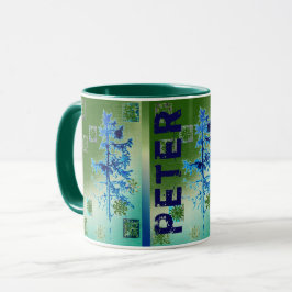 Fir Tree & Snowflakes & Your Name マグカップ