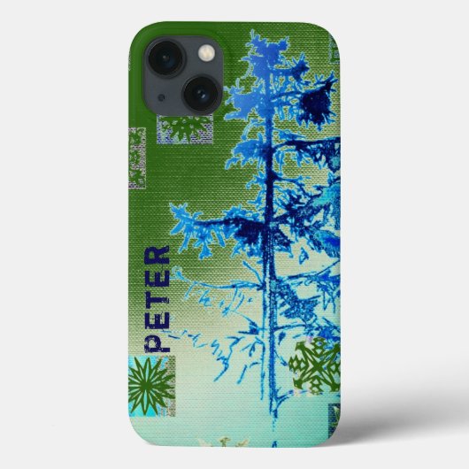 Fir Tree & Snowflakes & Your Name Case-Mate iPhone iPhoneケース (裏面)
