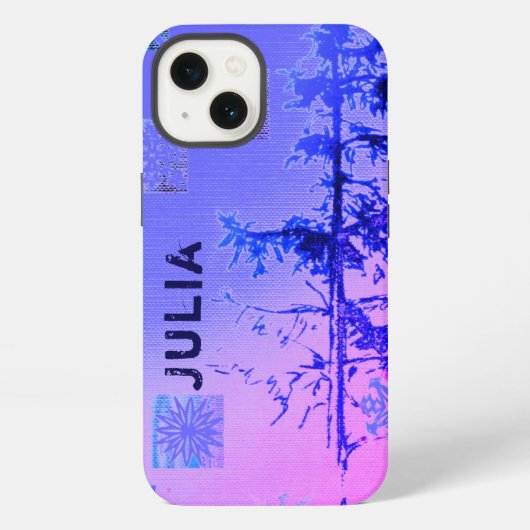 Fir Tree & Snowflakes & Your Name iPhoneケース (裏面)