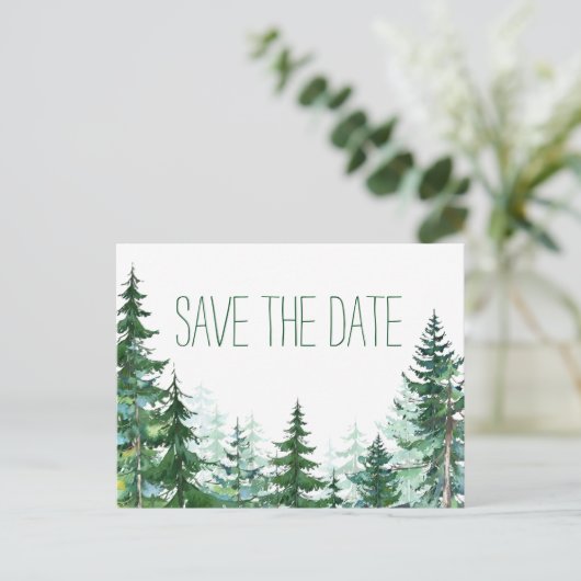 Fir Tree Wedding Save the Date 案内ポストカード (スタンド正面)