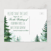 Fir Tree Wedding Save the Date Cards 案内ポストカード (裏面)