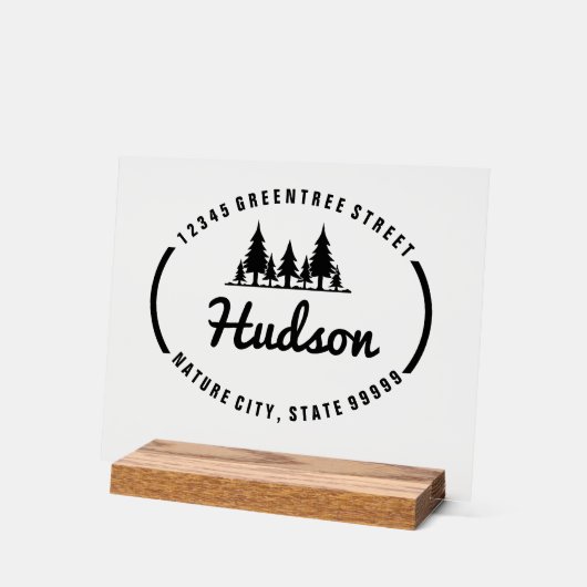 Fir Trees楕円デザインID304 アクリルサイン (傾斜)