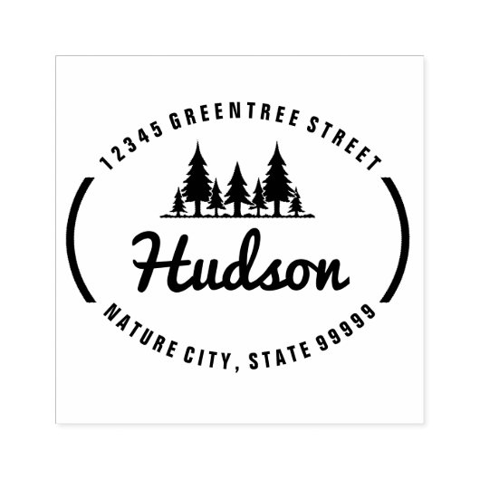 Fir Trees楕円デザインID304 ラバースタンプ (インプリント)