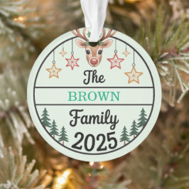 Fir Trees Stars Family Name 2025 Christmas オーナメント