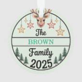 Fir Trees Stars Family Name 2025 Christmas オーナメント (裏面)