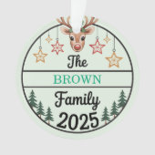 Fir Trees Stars Family Name 2025 Christmas オーナメント (正面)