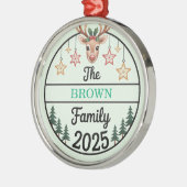 Fir Trees Stars Family Name 2025 Christmas メタルオーナメント (左)