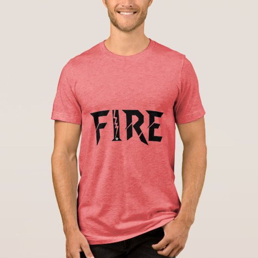 FIRE - パワーワード タイポグラフィー Tシャツ (正面)