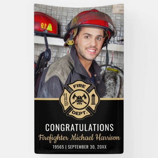 Fire Academy Graduation Firefighter Photo 横断幕 (縦)