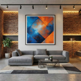 Fire and Blue Abstraction キャンバスプリント