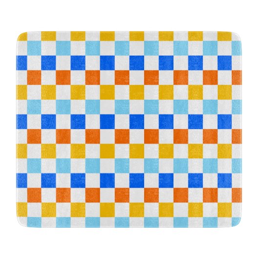 Fire and ice checkerboard pattern カッティングボード (正面)