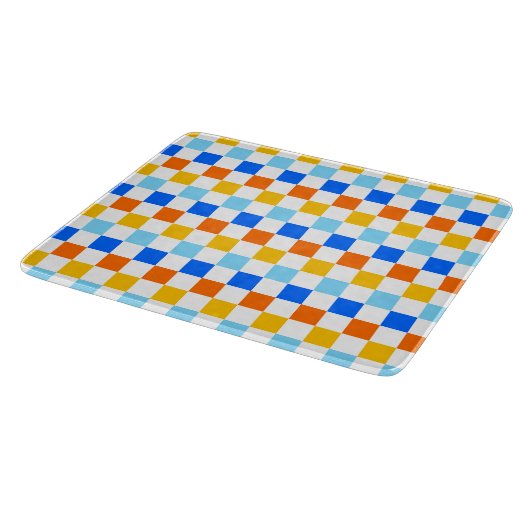 Fire and ice checkerboard pattern カッティングボード (角)