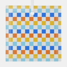 Fire and ice checkerboard pattern ガラスオーナメント