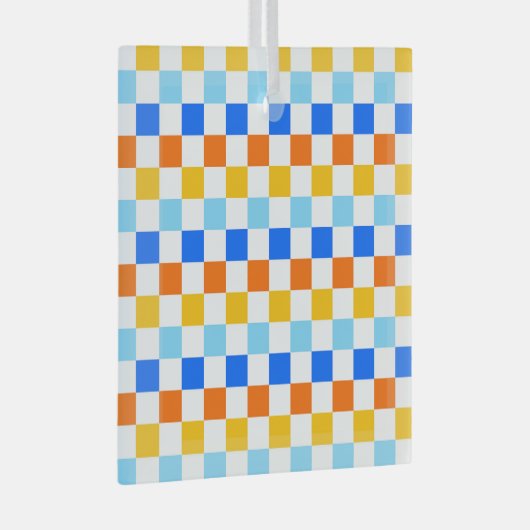 Fire and ice checkerboard pattern ガラスオーナメント (正面右)