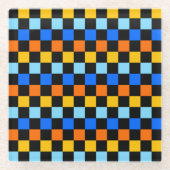 Fire and ice checkerboard pattern ガラスコースター (正面)