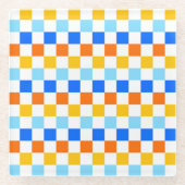 Fire and ice checkerboard pattern ガラスコースター (正面)