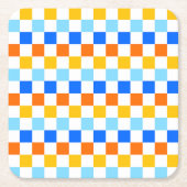 Fire and ice checkerboard pattern スクエアペーパーコースター (正面)