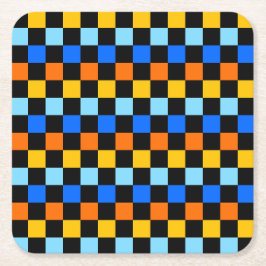 Fire and ice checkerboard pattern スクエアペーパーコースター