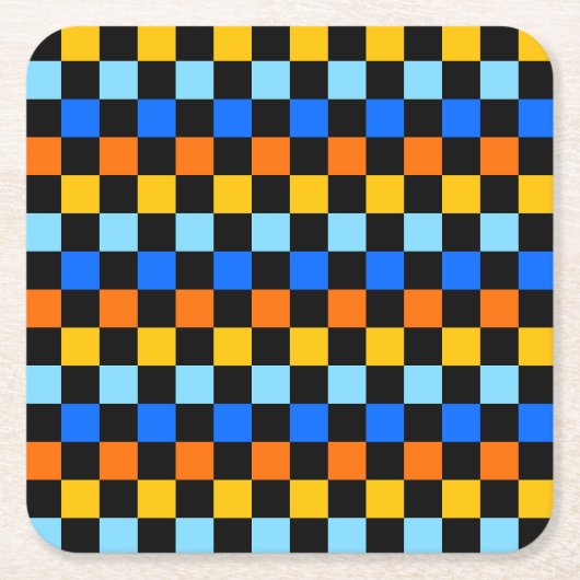 Fire and ice checkerboard pattern スクエアペーパーコースター (正面)