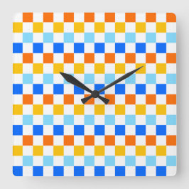 Fire and ice checkerboard pattern スクエア壁時計