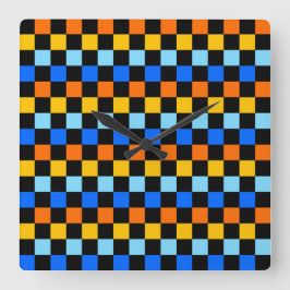 Fire and ice checkerboard pattern スクエア壁時計